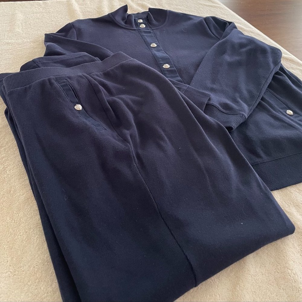Lauren Ralph Lauren Navy Blue Knit Jacket and Pants Set